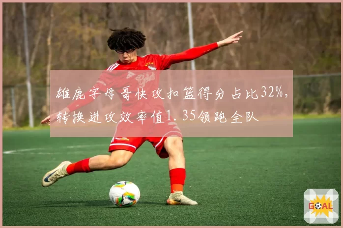 雄鹿字母哥快攻扣篮得分占比32%,转换进攻效率值1.35领跑全队
